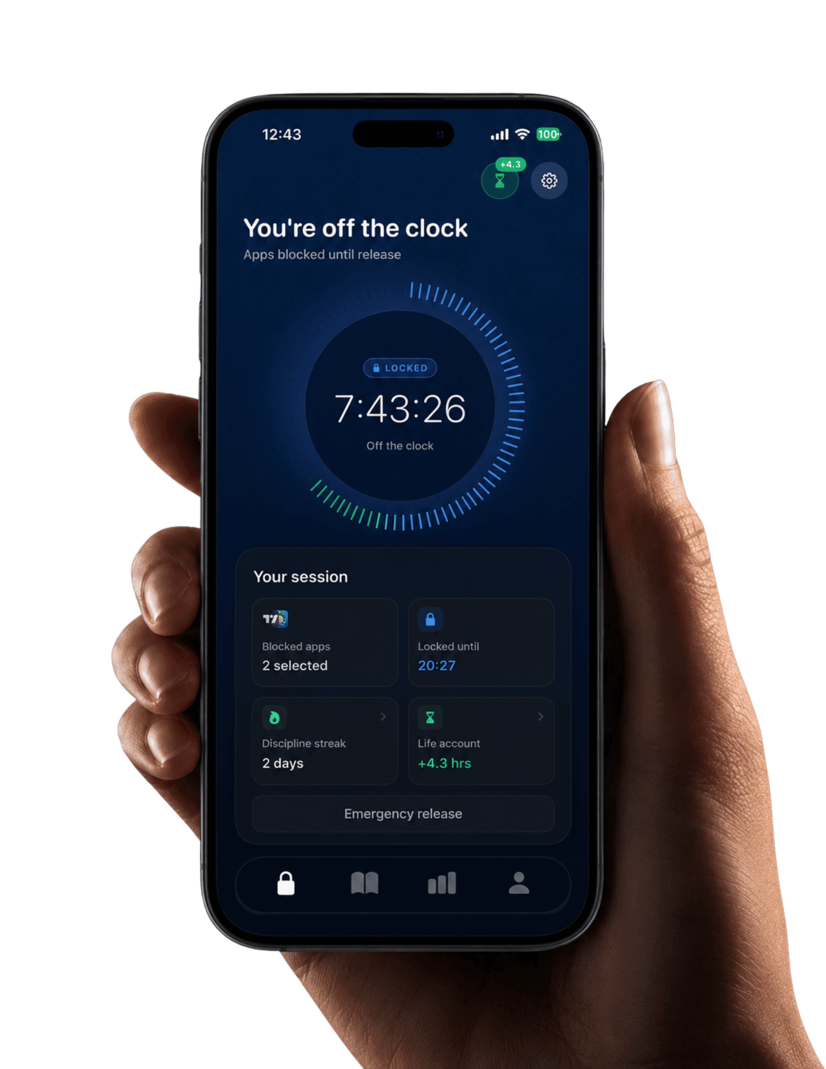 TradeLock on a phone — You're off the clock
